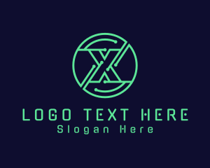 Cyber Cryptocurrency Letter X logo