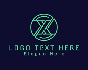 Cyber Cryptocurrency Letter X Logo