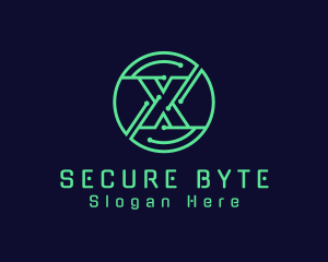 Cyber Cryptocurrency Letter X logo