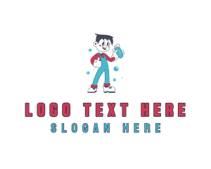 Janitor Boy Cleaning logo