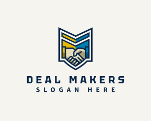 Handshake Shield Business logo design