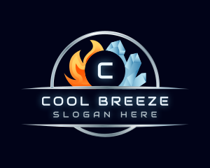 HVAC Ice Fire Cooling logo design