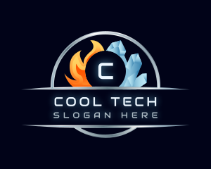 HVAC Ice Fire Cooling logo design