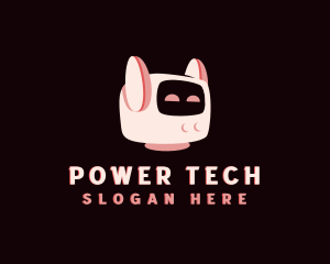 Cute Cat Tech Robot  Logo