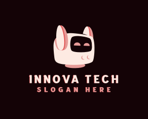 Cute Cat Tech Robot  logo design