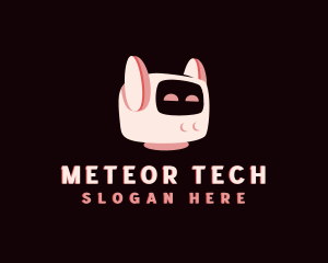 Cute Cat Tech Robot  logo design