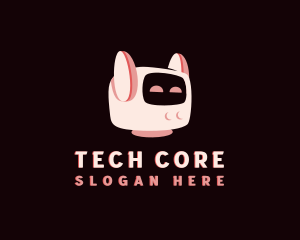 Cute Cat Tech Robot  logo design