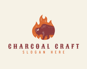 Bison Flame Grill logo design