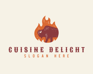 Bison Flame Grill logo design