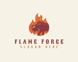 Bison Flame Grill logo design