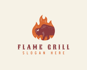 Bison Flame Grill logo design