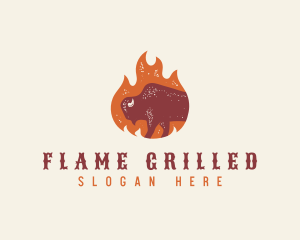 Bison Flame Grill logo design