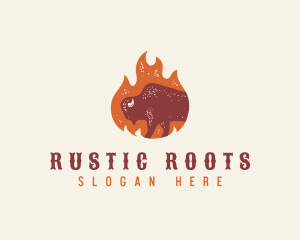 Bison Flame Grill logo design