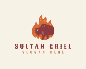 Bison Flame Grill logo design