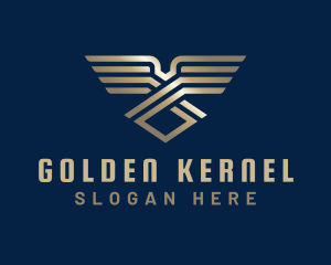 Golden Gradient Wings  logo design