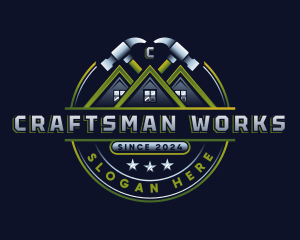 Construction Hammer Carpentry logo design