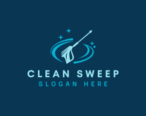 Blue Pressure Washer Cleaning  logo design