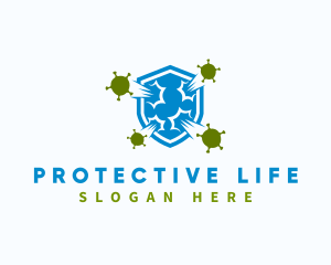 Virus Shield Protection logo design