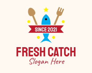 Cooking Fish Seafood Gourmet logo design