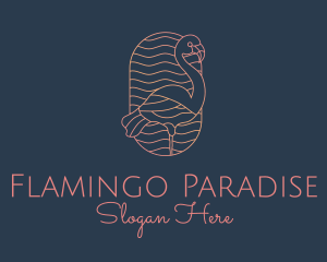 Minimalist Flamingo Monoline logo