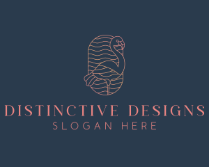 Minimalist Flamingo Monoline logo design