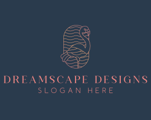 Minimalist Flamingo Monoline logo design