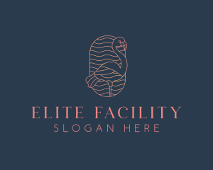 Minimalist Flamingo Monoline logo design