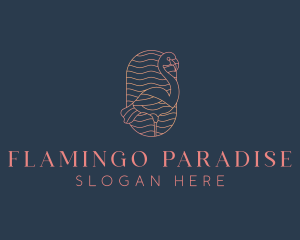 Minimalist Flamingo Monoline logo design