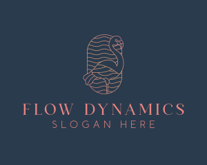 Minimalist Flamingo Monoline logo design