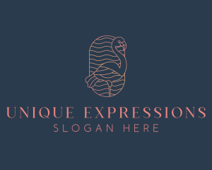 Minimalist Flamingo Monoline logo design