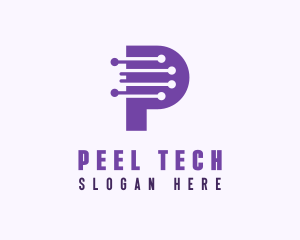 Tech Circuit Letter P logo design