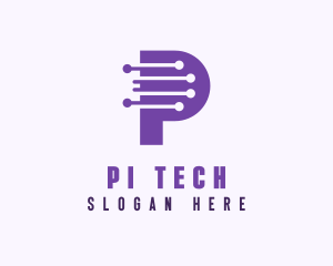 Tech Circuit Letter P logo design