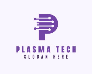 Tech Circuit Letter P logo design