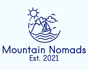 Mountain Sea Sailing Ship logo design