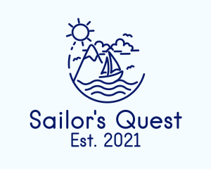 Mountain Sea Sailing Ship logo design