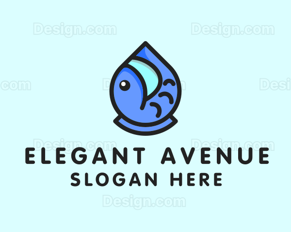 Aquarium Fish Droplet Logo