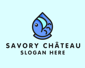 Aquarium Fish Droplet  logo design