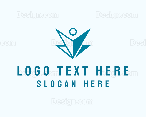 Modern Origami Person Folding Logo