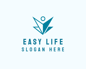 Modern Origami Person Folding logo design