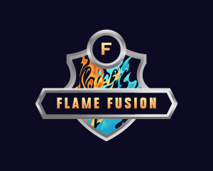 Fire Flame Shield logo design