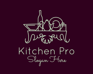 Minimalist Kitchen Glassware logo design