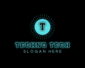Neon Techno Glowing Sun logo