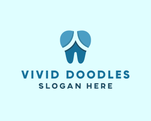 Blue Dentist Dental Tooth logo design