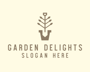 Shovel Pot Plant logo design