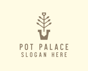 Shovel Pot Plant logo design