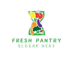 Fresh Grocery Hourglass logo design