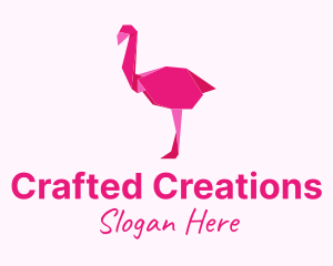 Pink Flamingo Origami logo design