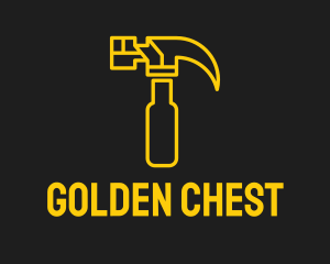 Golden Hammer Outline  logo design