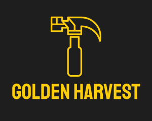 Golden Hammer Outline  logo design