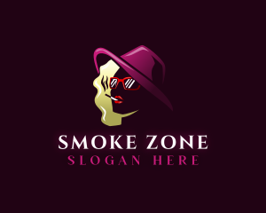 Smoking Female Adult logo design